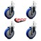 Service Caster 5'' Blue Polyurethane Wheel Swivel 7/16'' Grip Ring Stem Caster Set, 4PK SCC-GR20S514-PPUB-BLUE-716138-4 - alternate 2